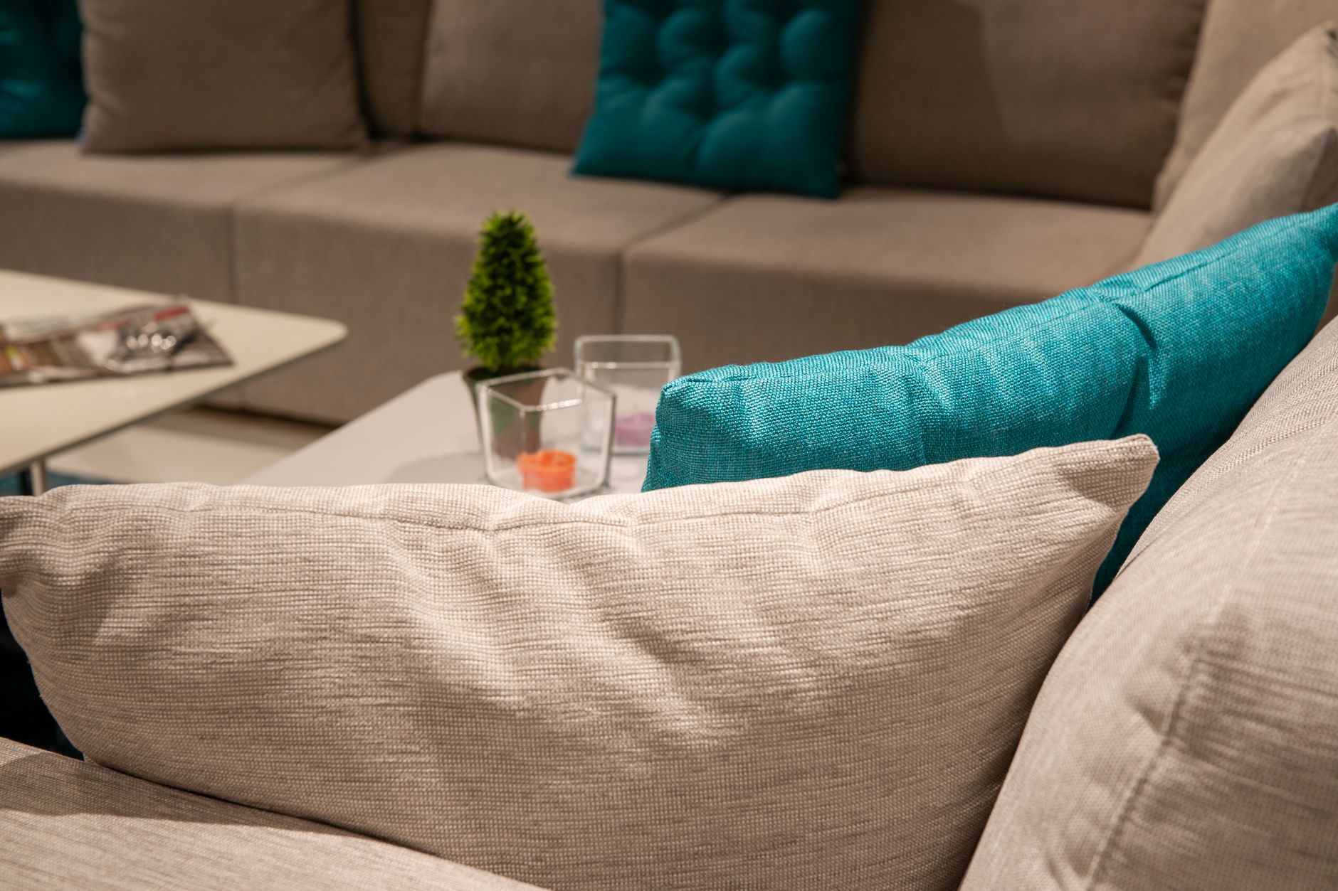 Pillows arranged on a couch